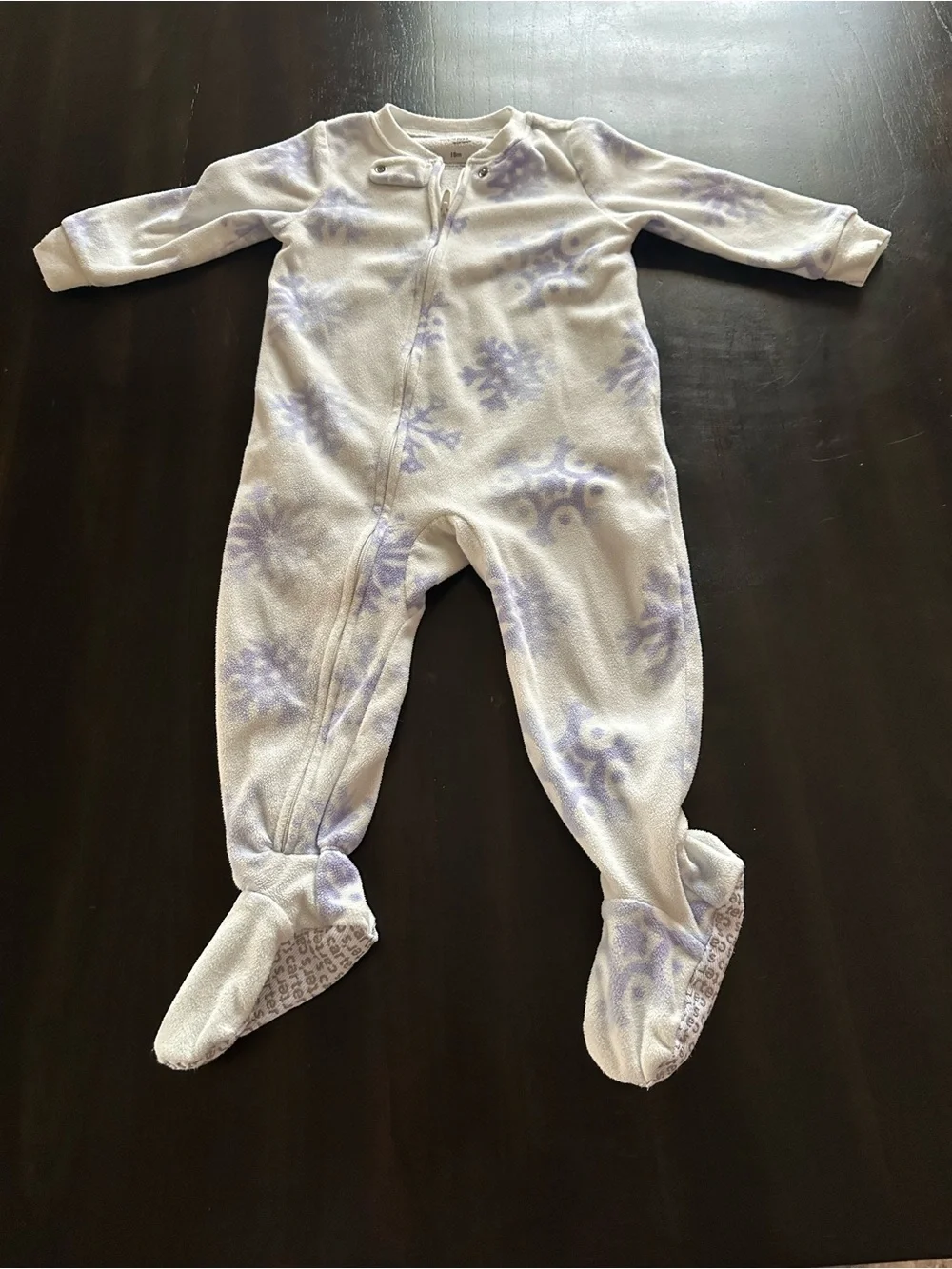 Carter's Lavender and White Snowflake Footed One-Piece Pajamas